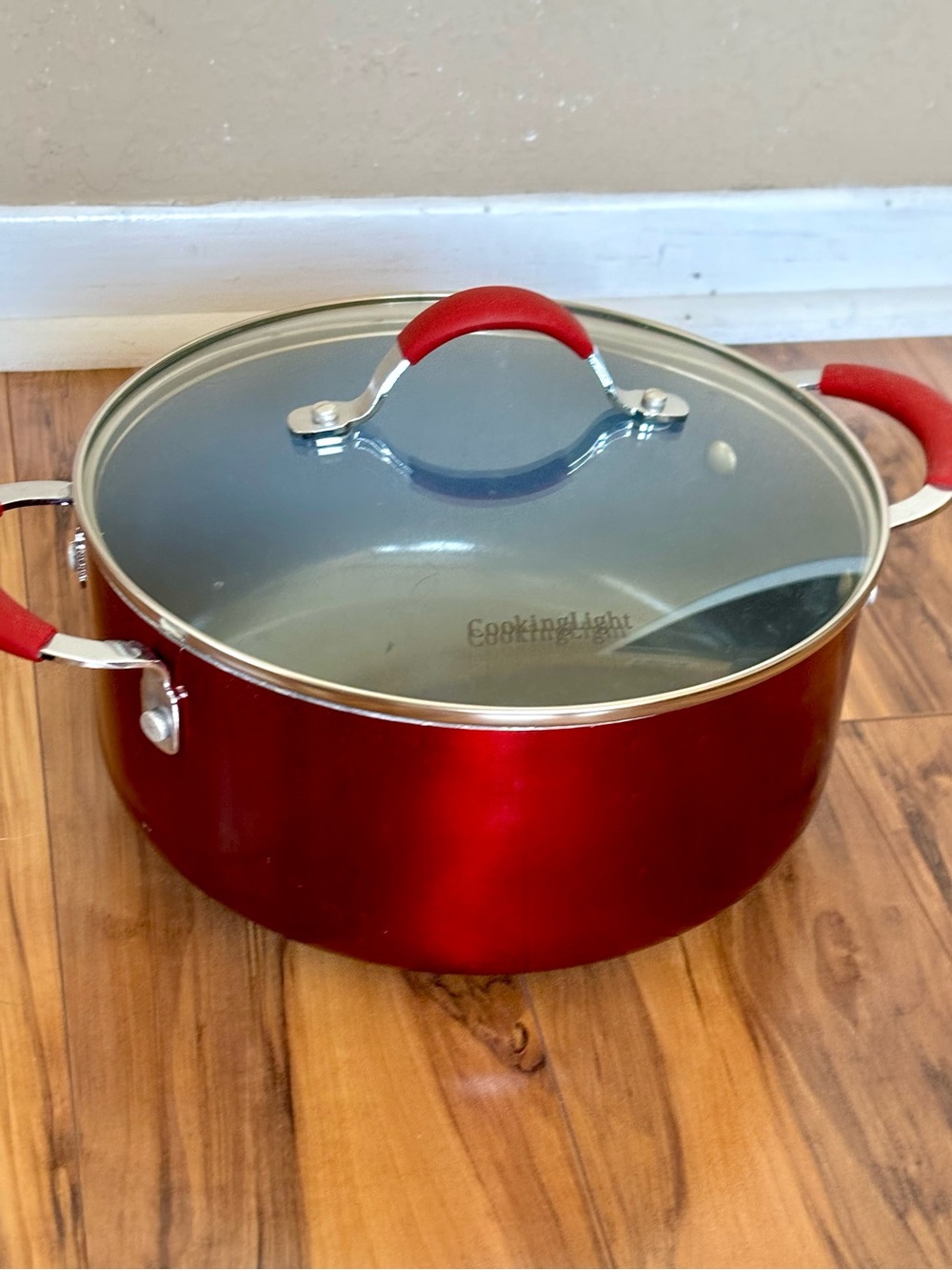 T-Fal Teflon Red Nonstick Dutch Oven Stockpot with Glass Lid Soft-Grip Handles